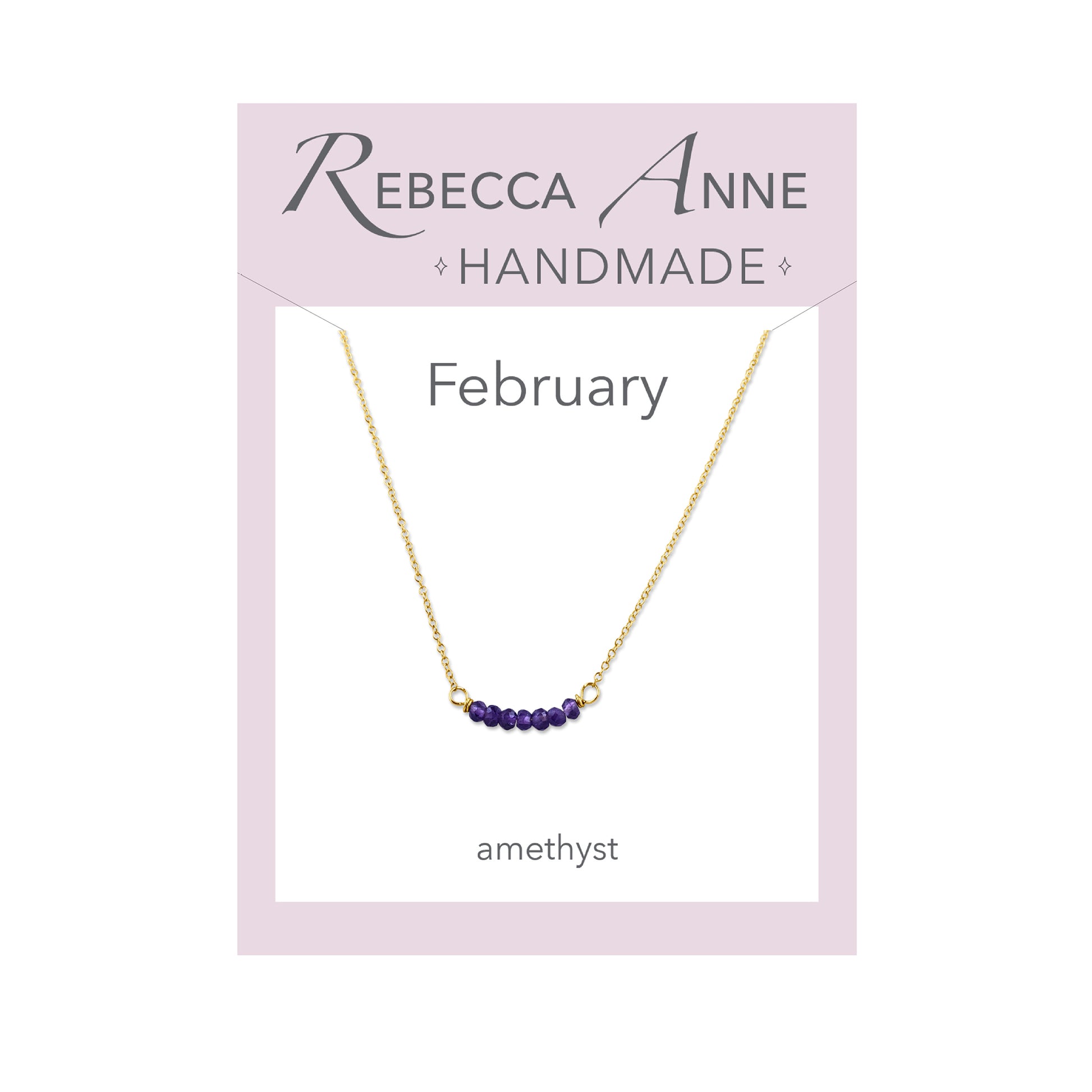 Amethyst Gold February Birthstone Bar Necklace