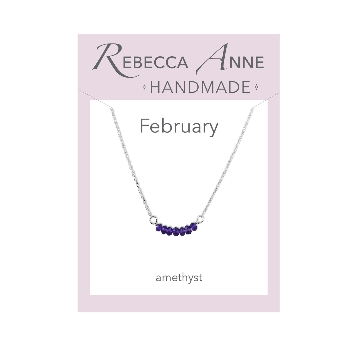 Sterling Silver Amethyst February Birthstone Bar Necklace