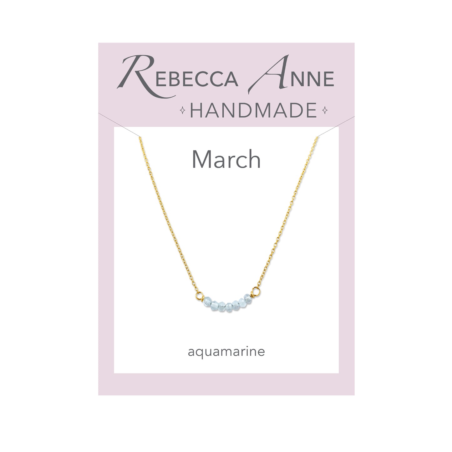 Aquamarine Gold March Birthstone Bar Necklace