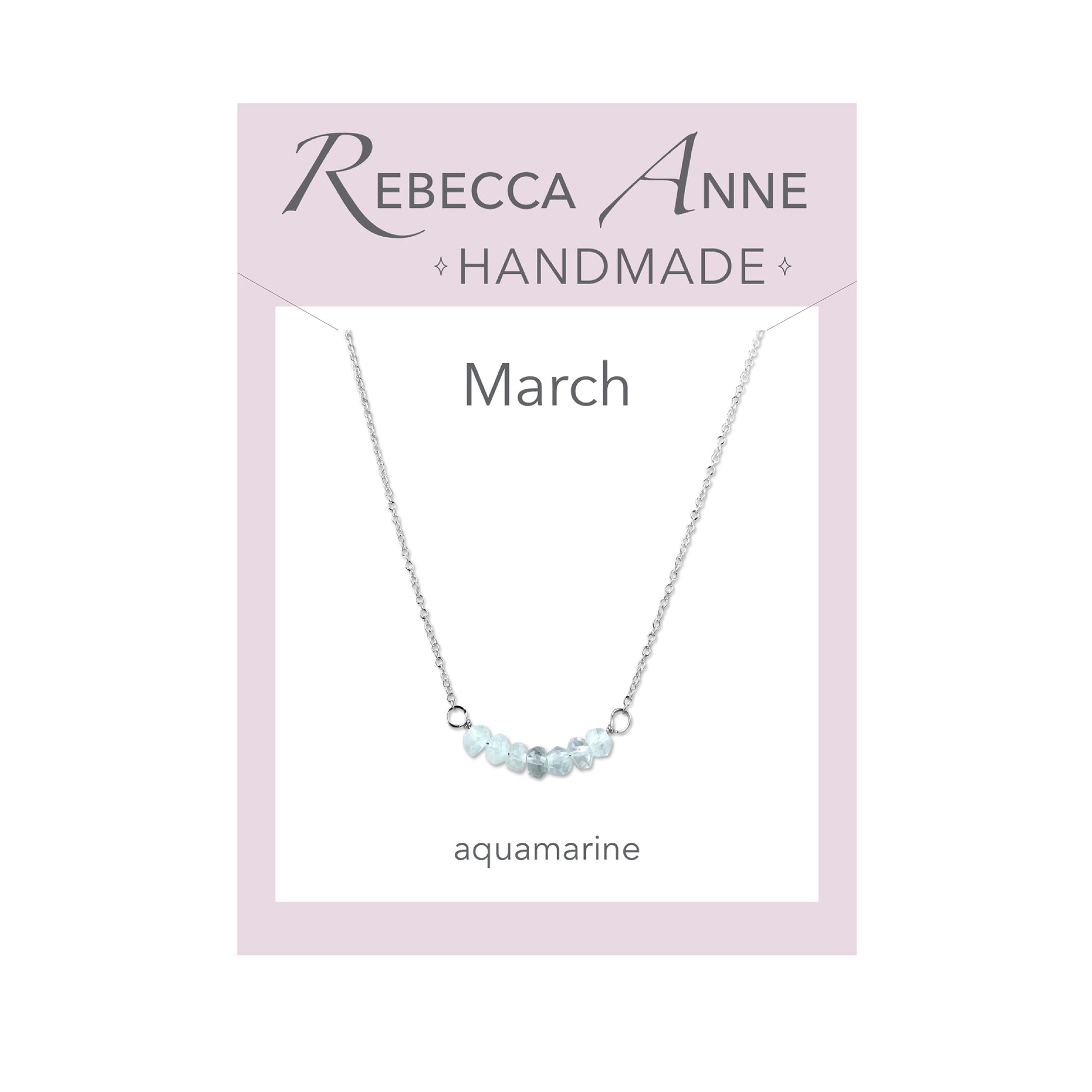 Sterling Silver Aquamarine March Birthstone Bar Necklace