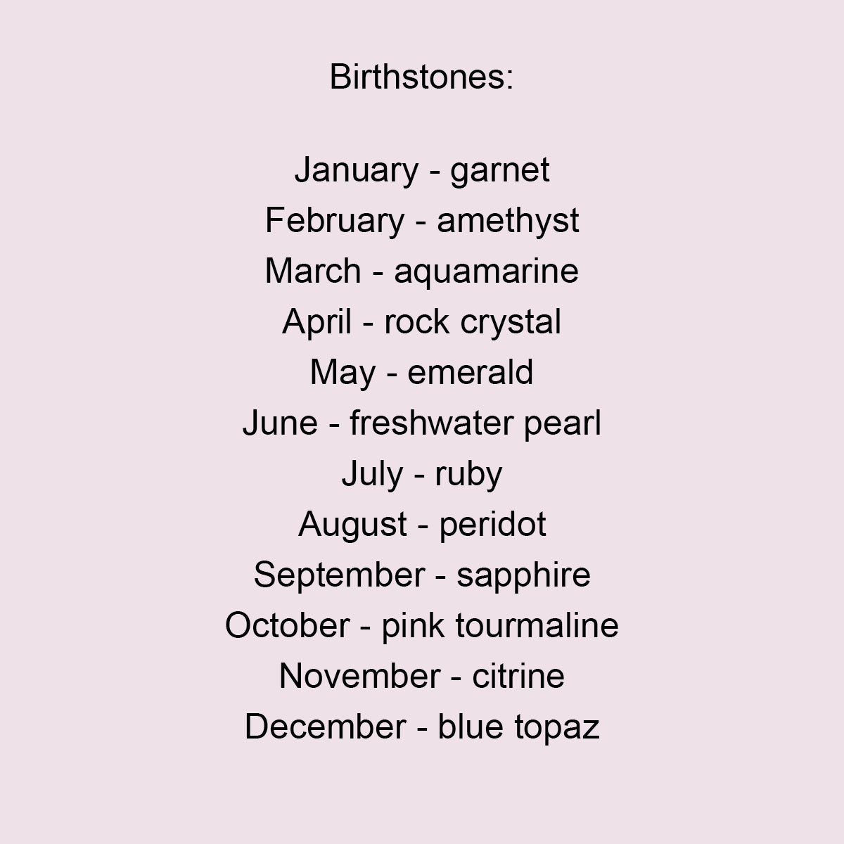 Birthstone List