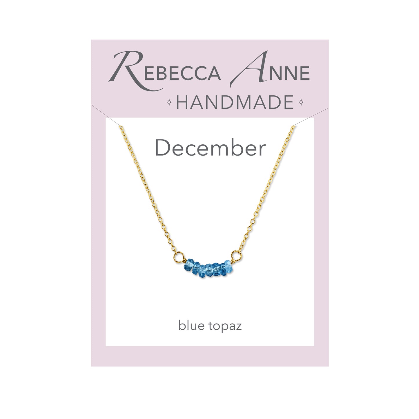 Blue Topaz Gold December Birthstone Bar Necklace