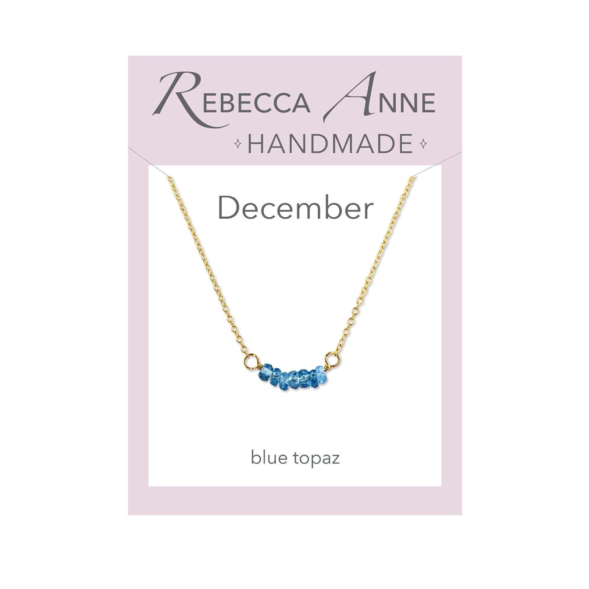 Blue Topaz Gold December Birthstone Bar Necklace