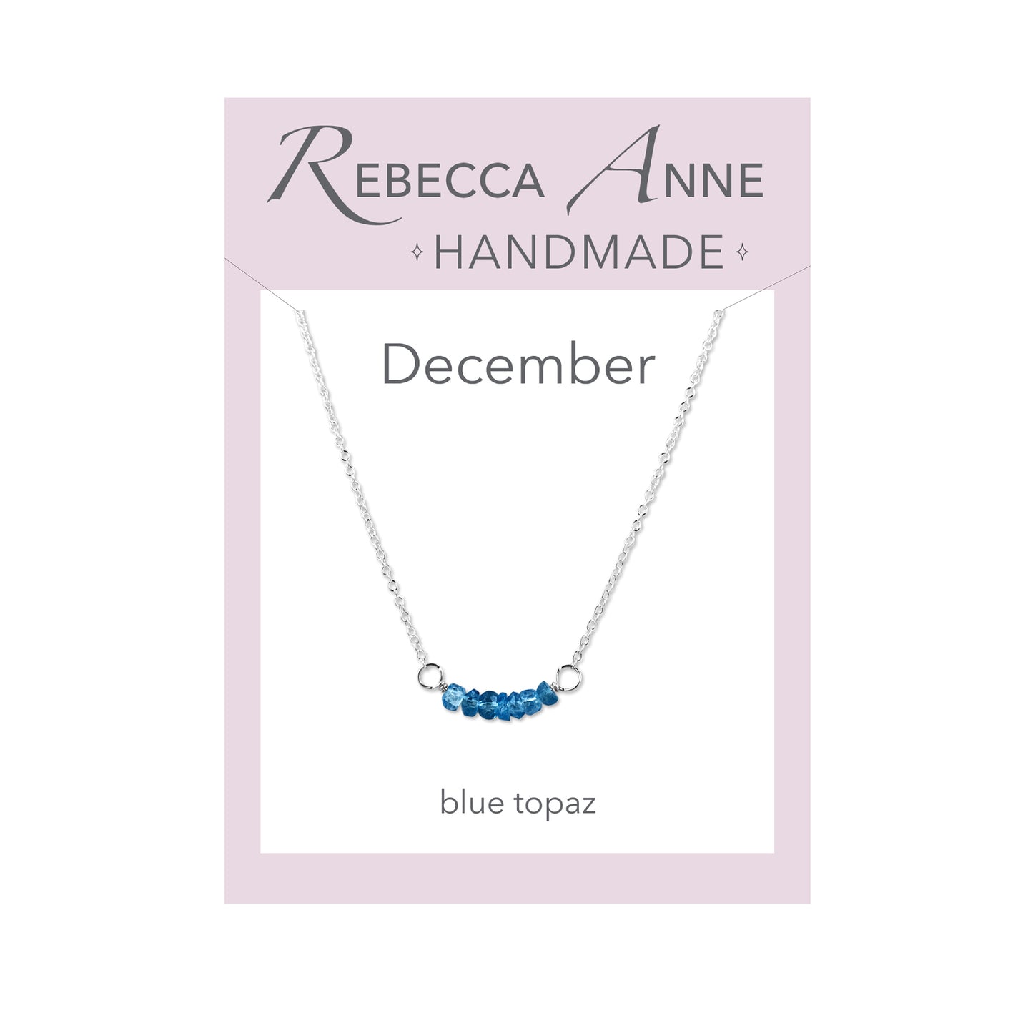 Sterling Silver Blue Topaz December Birthstone Bar Necklace