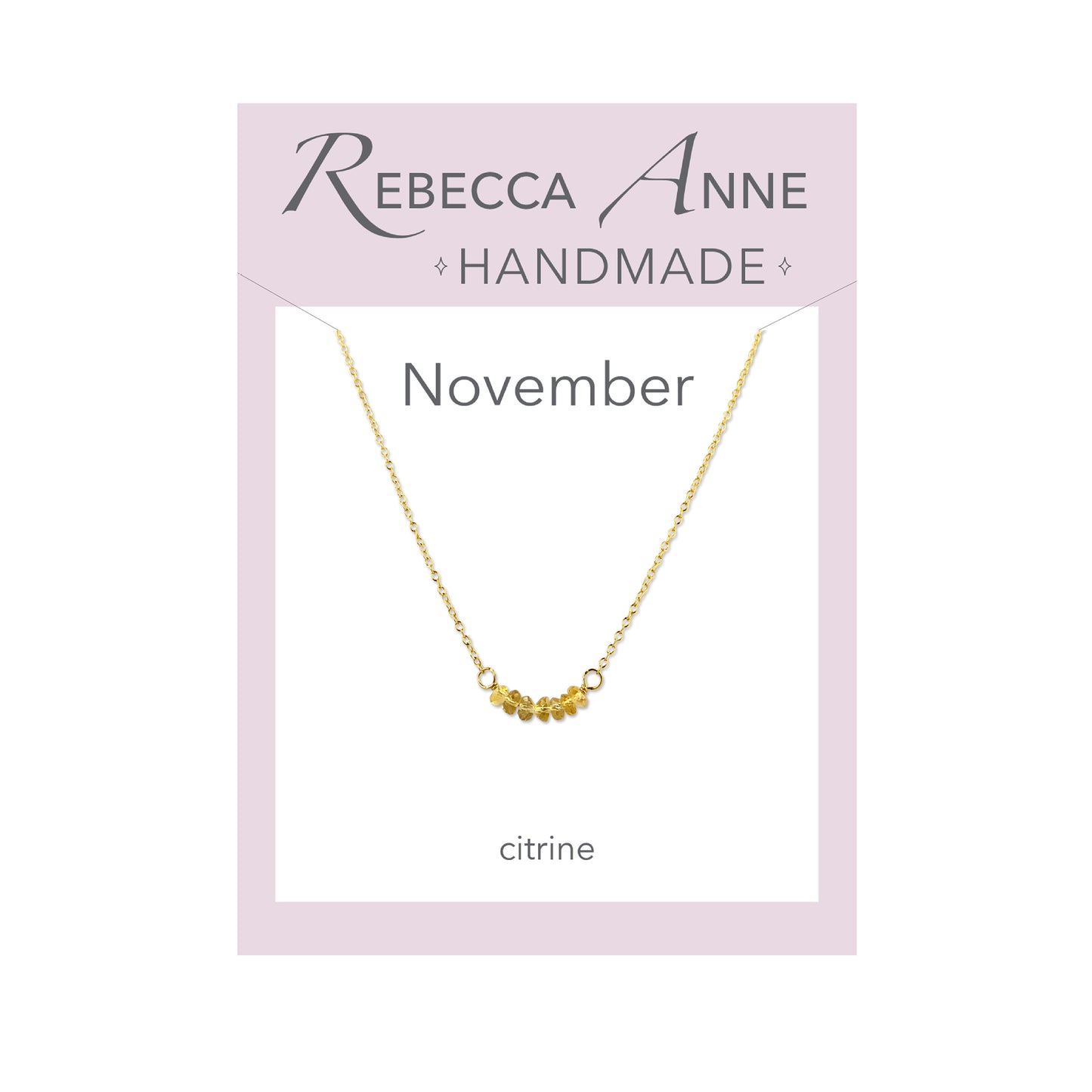 Citrine Gold November Birthstone Bar Necklace