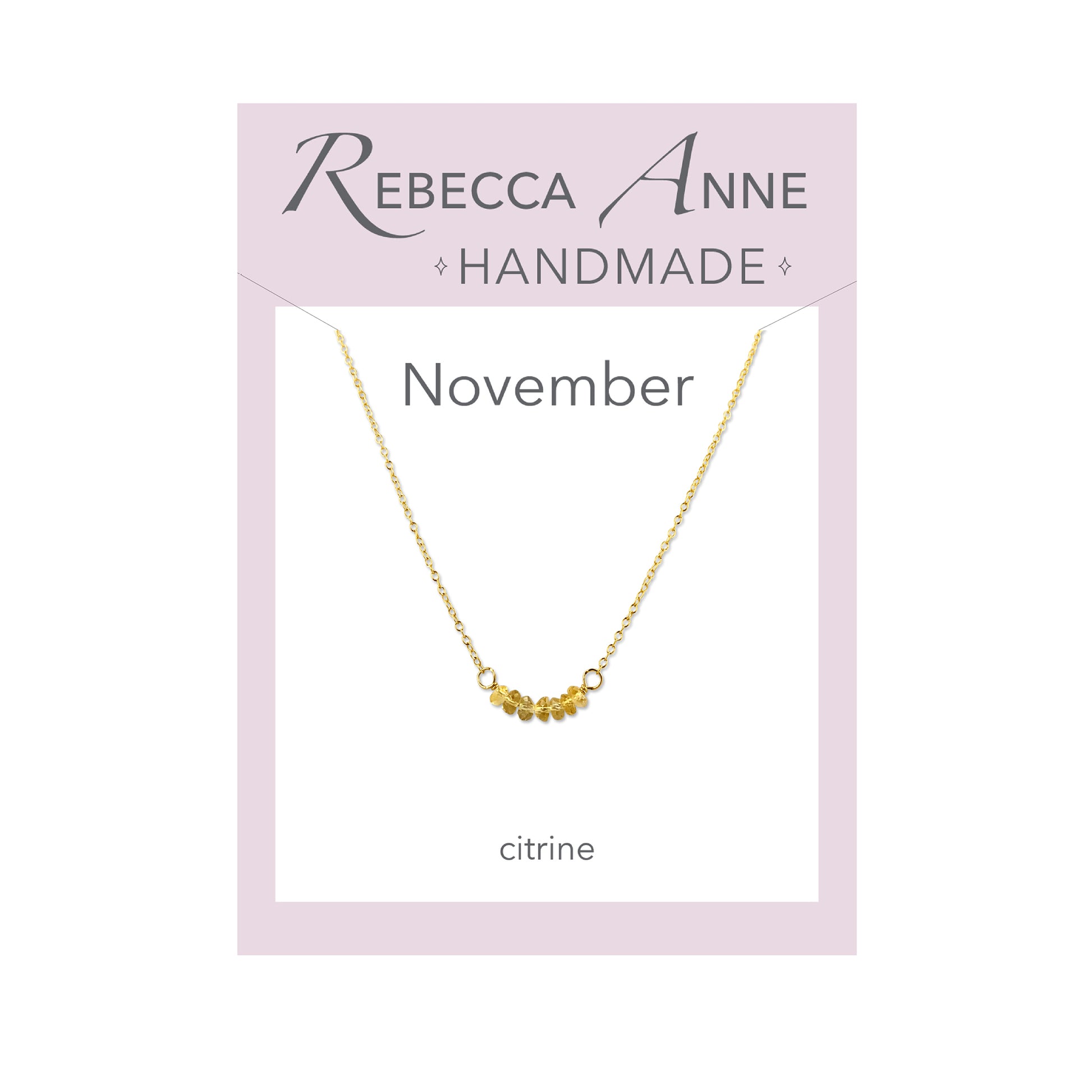 Citrine Gold November Birthstone Bar Necklace