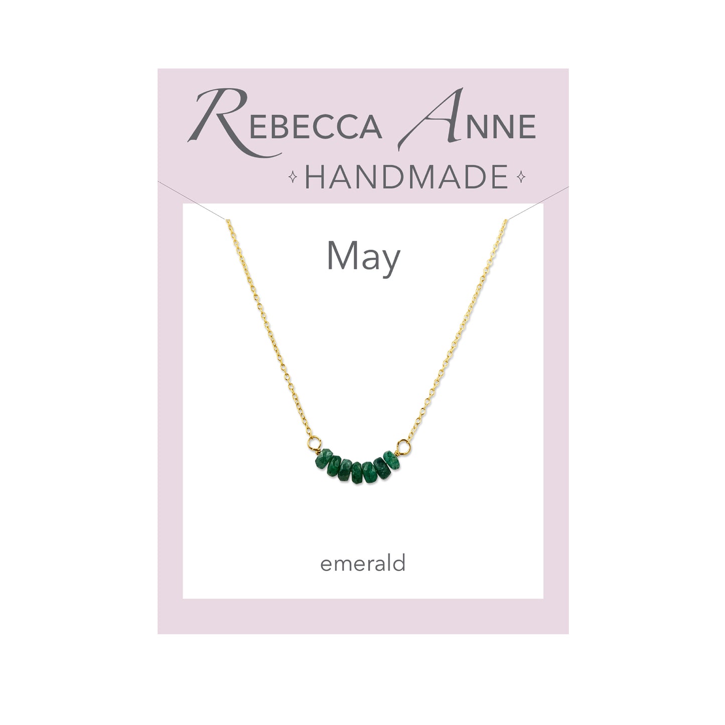 Emerald Gold May Birthstone Bar Necklace