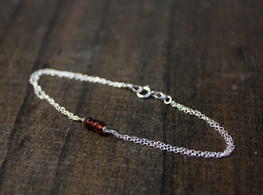 Garnet and Silver January Birthstone Bracelet