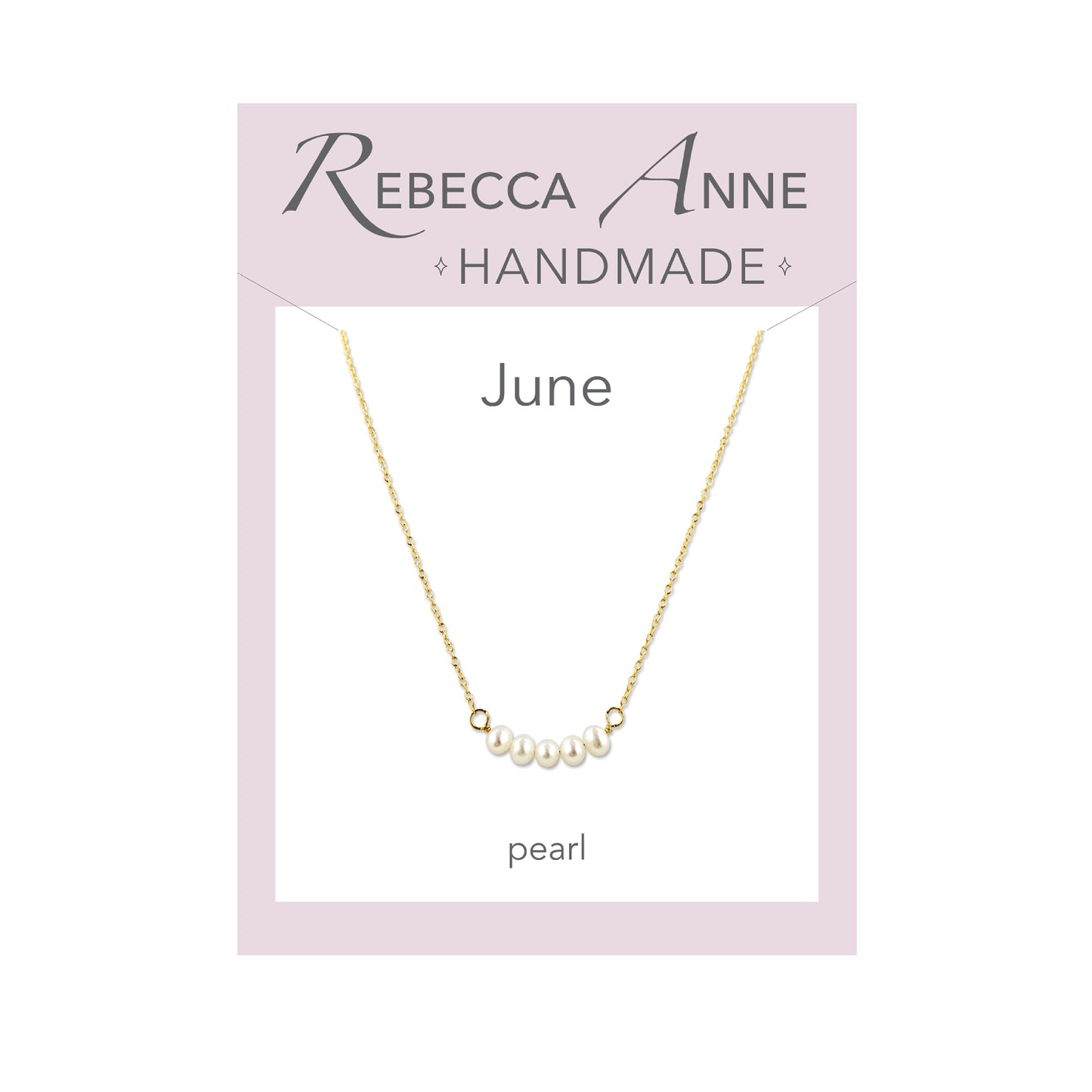 Pearl Gold June Birthstone Bar Necklace