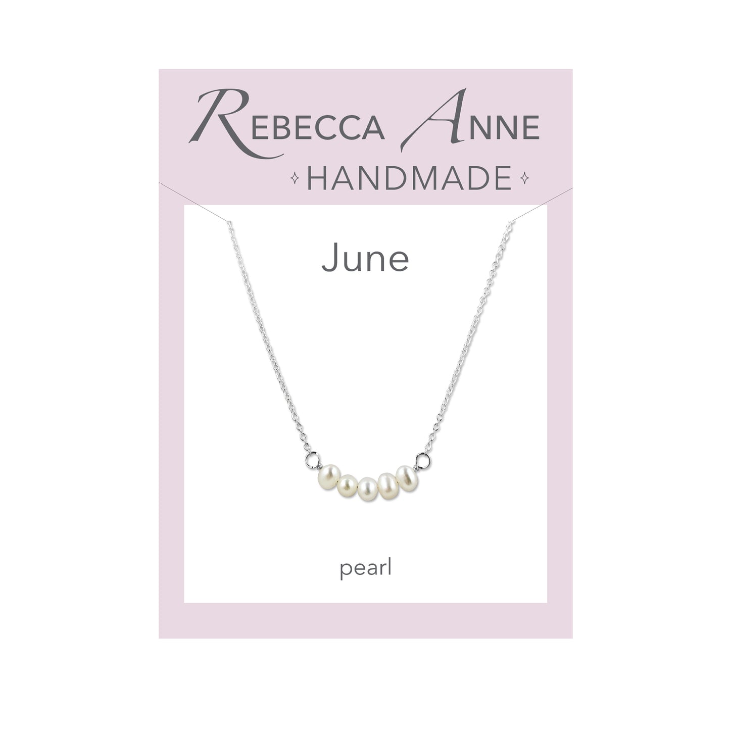 Sterling Silver Pearl June Birthstone Bar Necklace