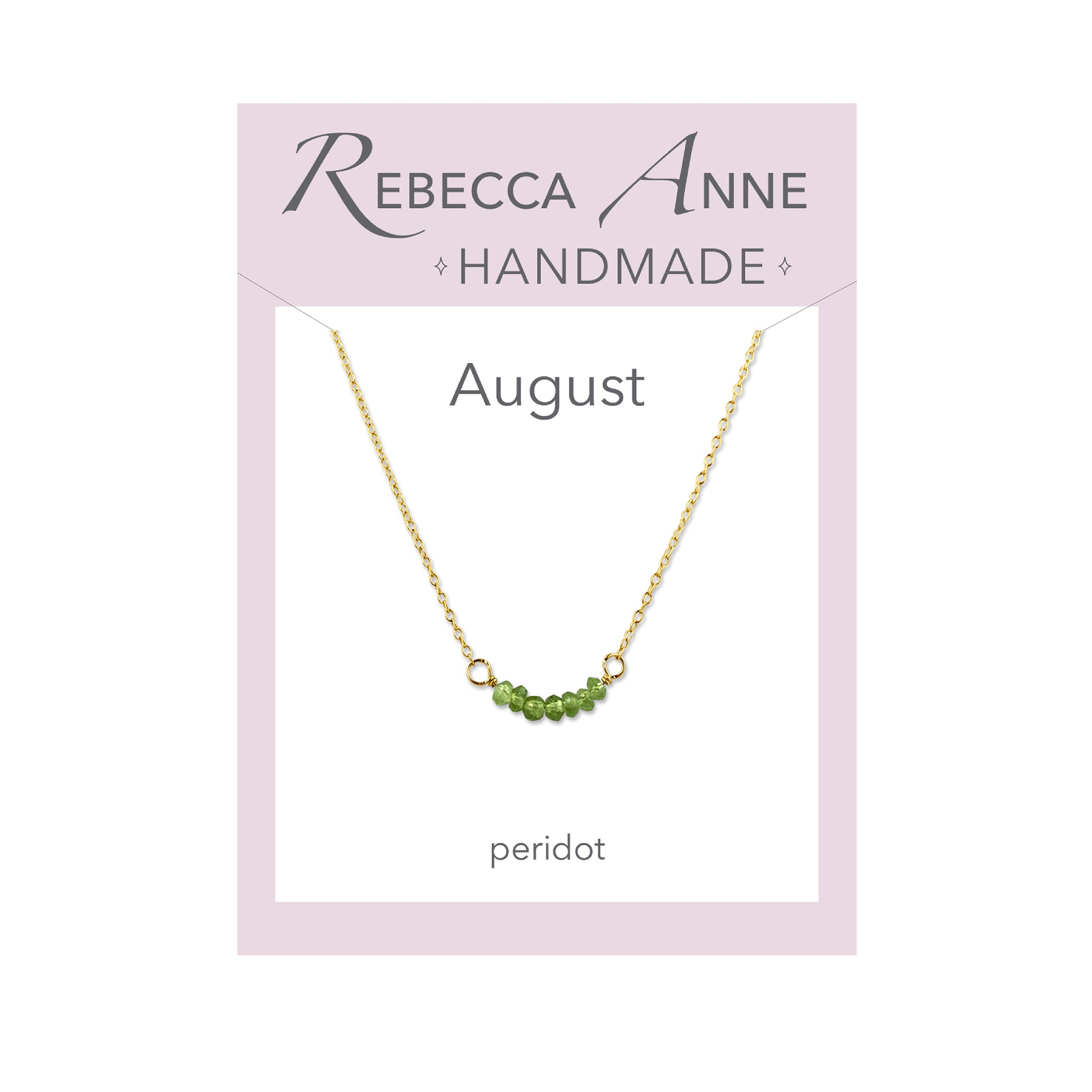 Peridot Gold August Birthstone Bar Necklace