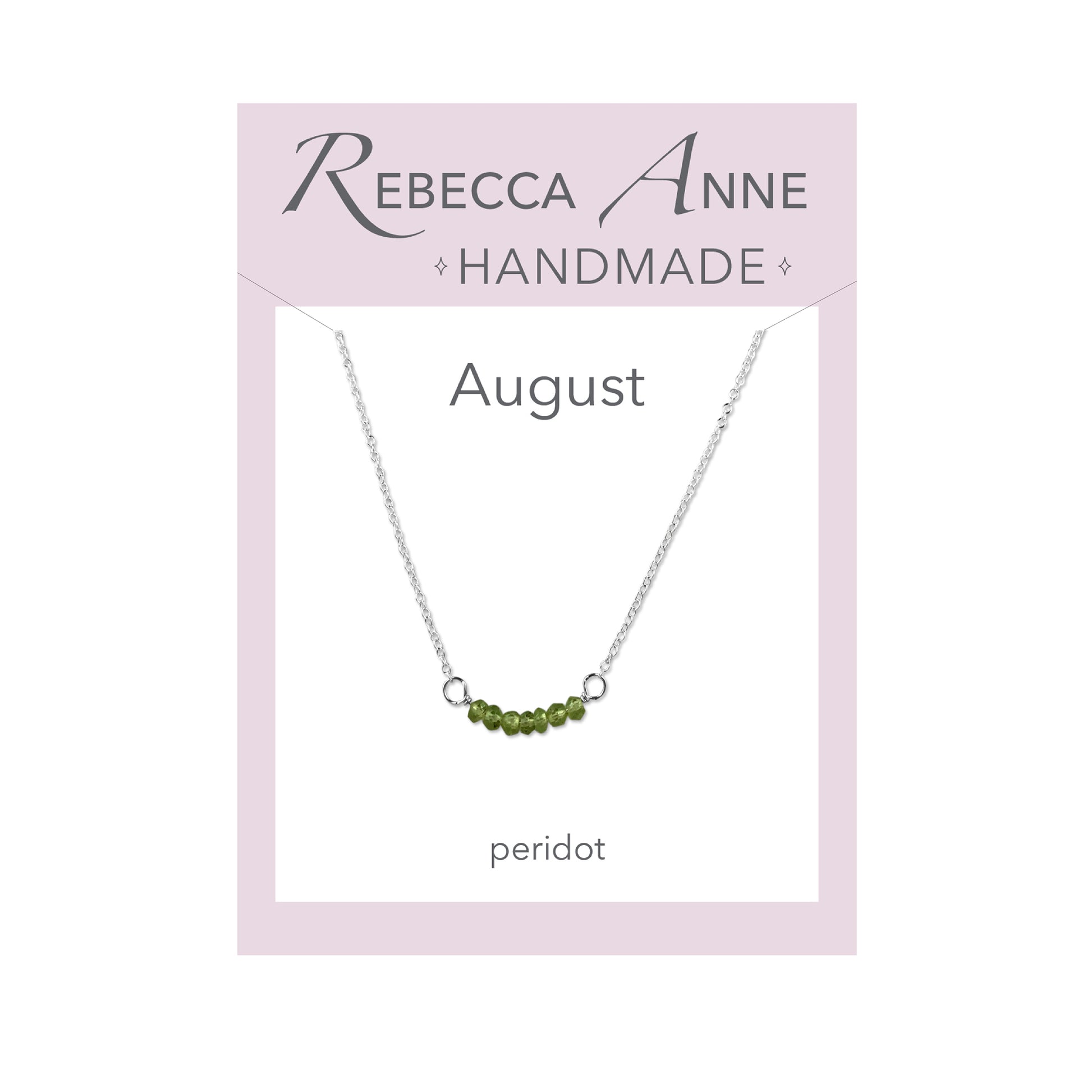 Sterling Silver Peridot August Birthstone Bar Necklace