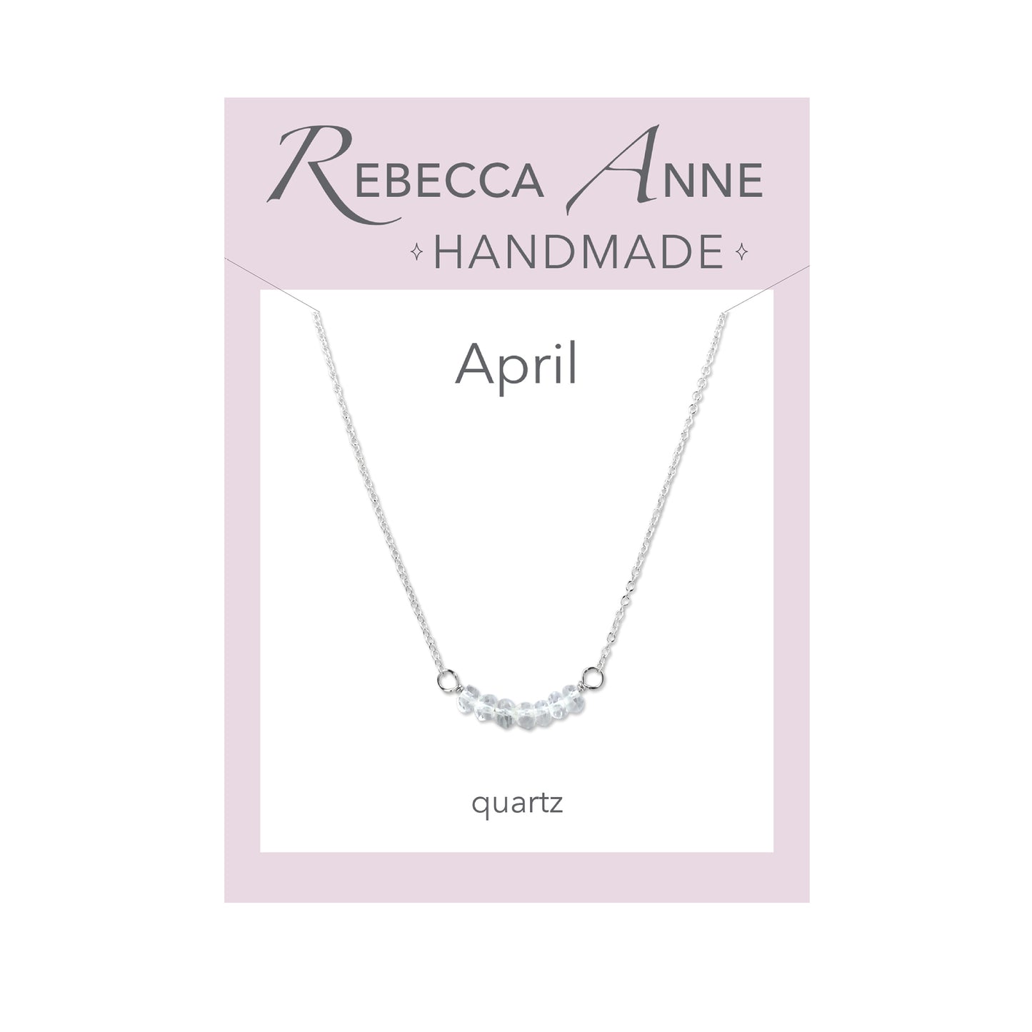 Sterling Silver Quartz April Birthstone Bar Necklace