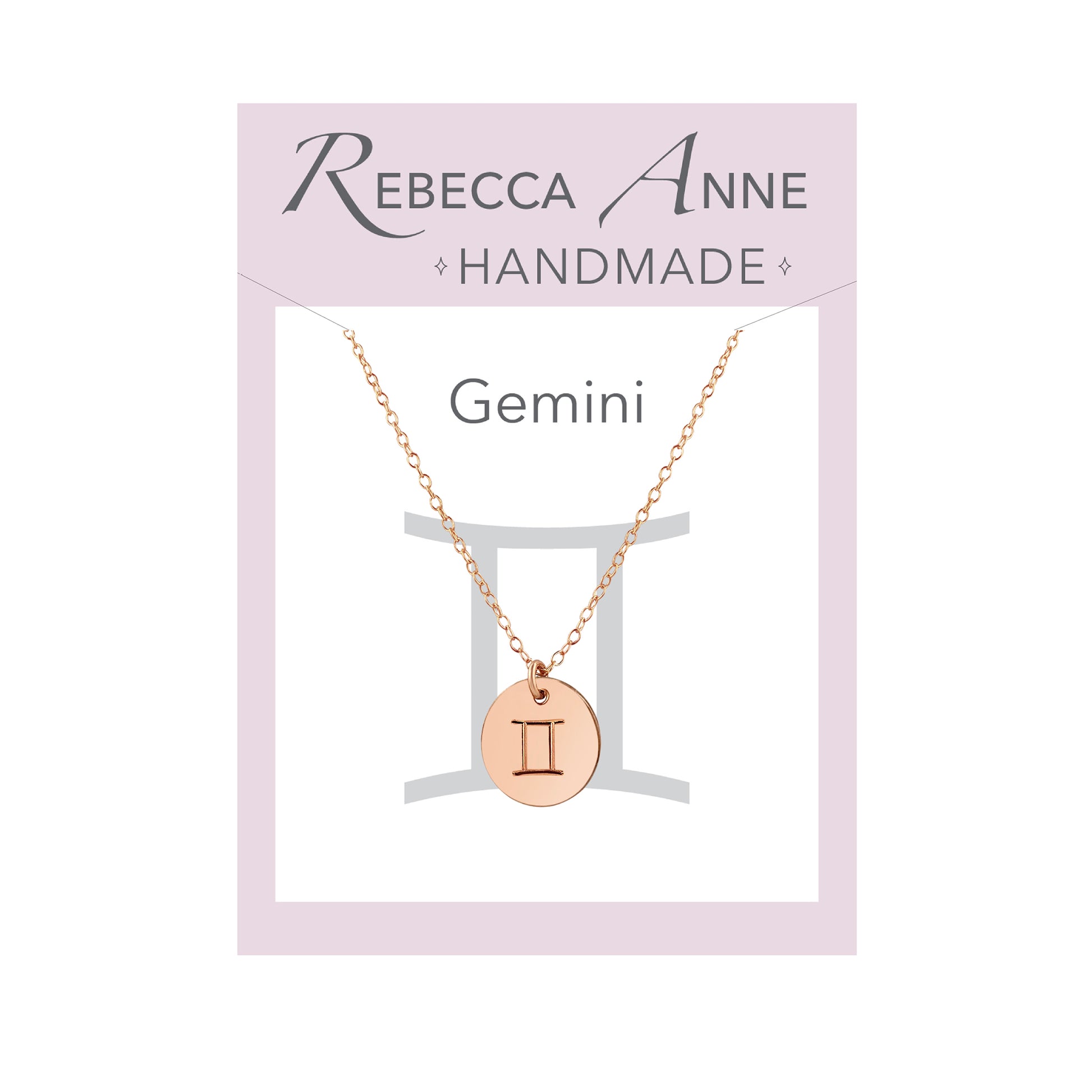 Rose Gold Zodiac Necklace Gemini