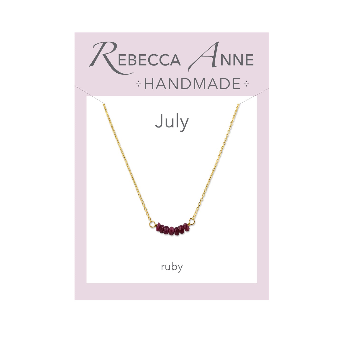 Ruby Gold July Birthstone Bar Necklace