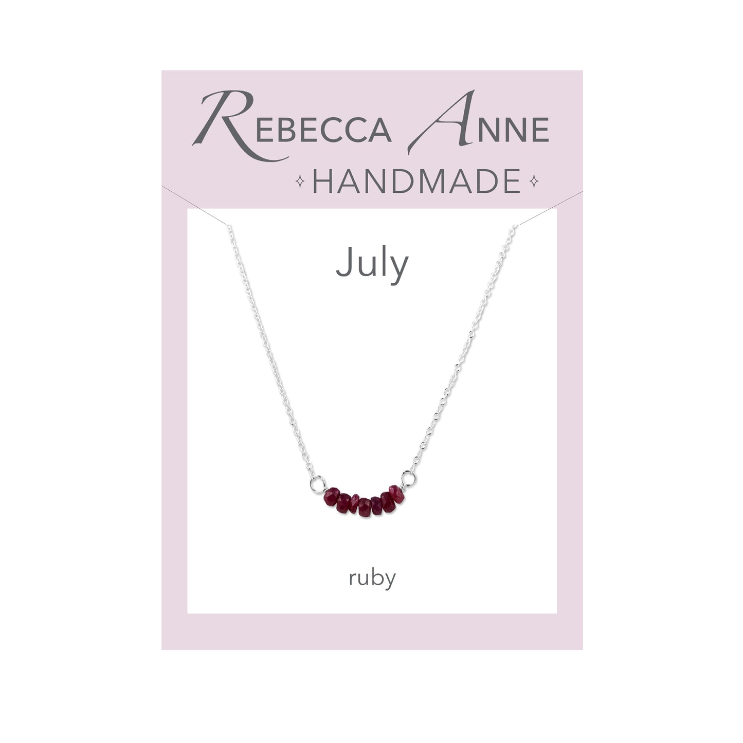 Sterling Silver Ruby July Birthstone Bar Necklace