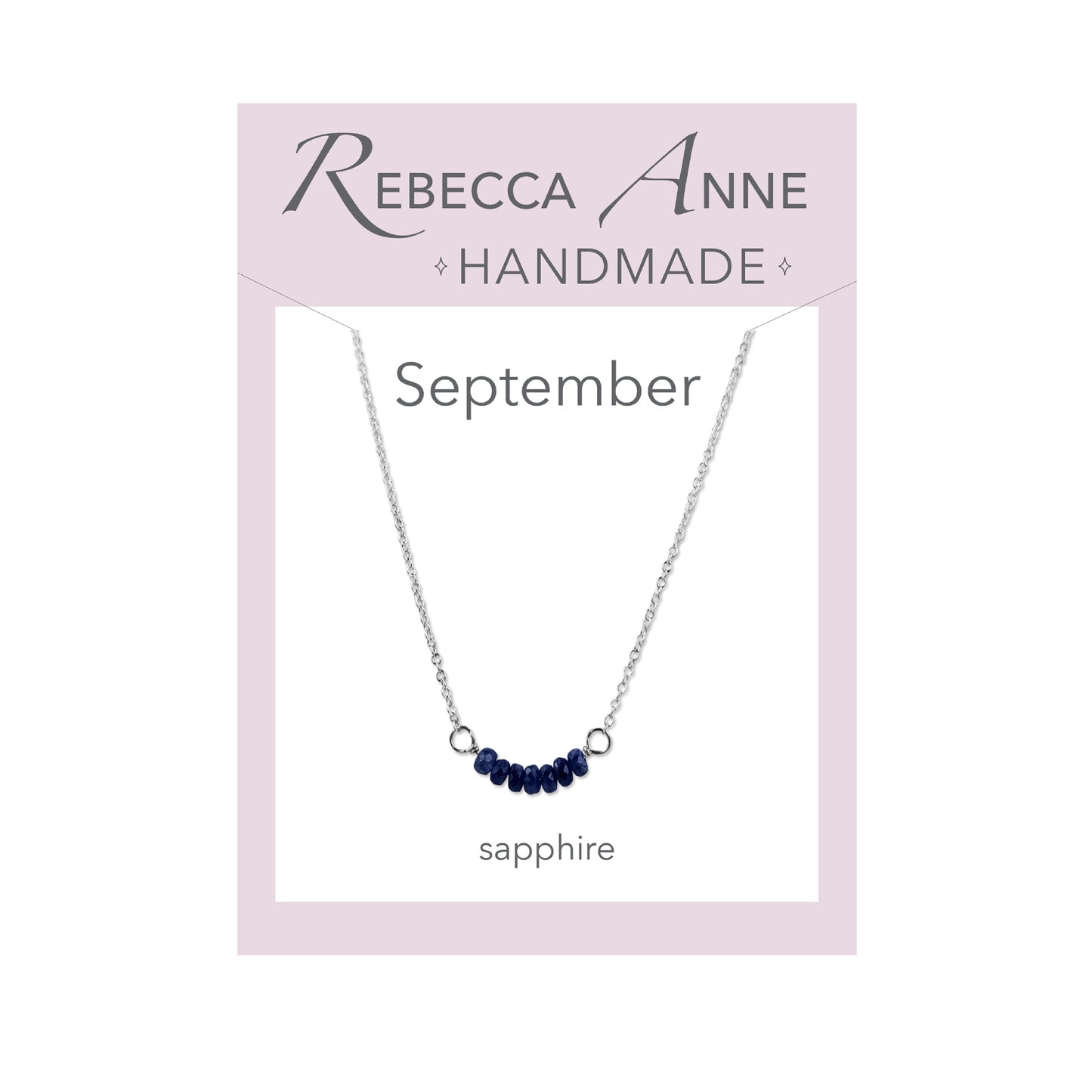 Sterling Silver Sapphire September Birthstone Bar Necklace