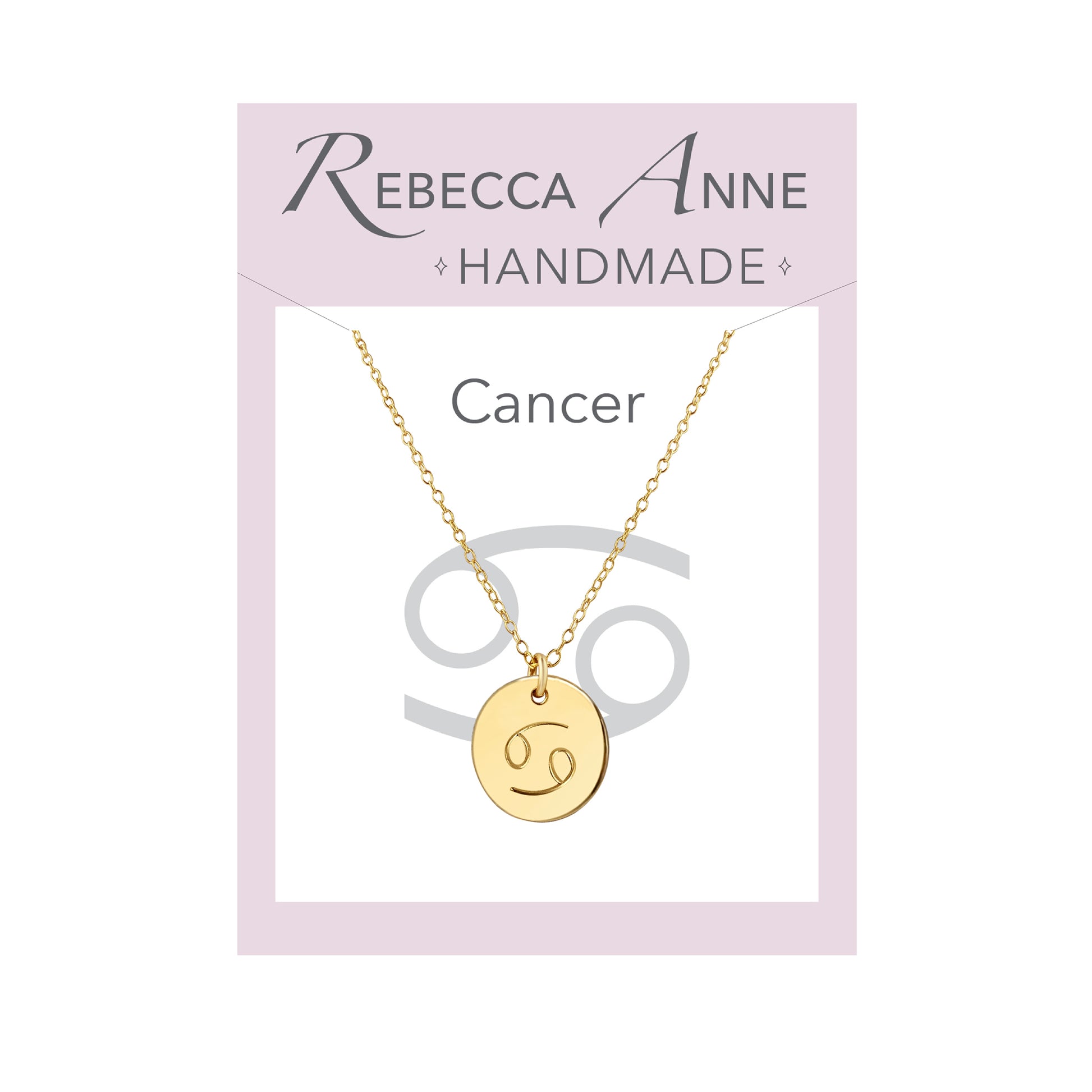 Handmade Gold Cancer Zodiac Necklace