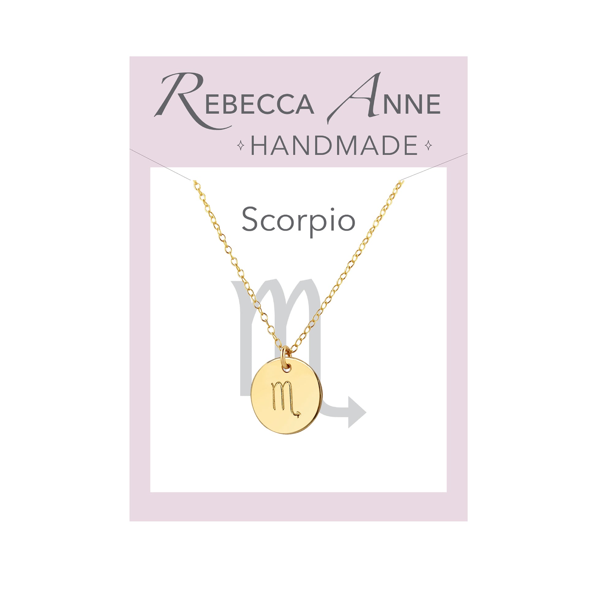 Handmade Gold Scorpio Zodiac Necklace