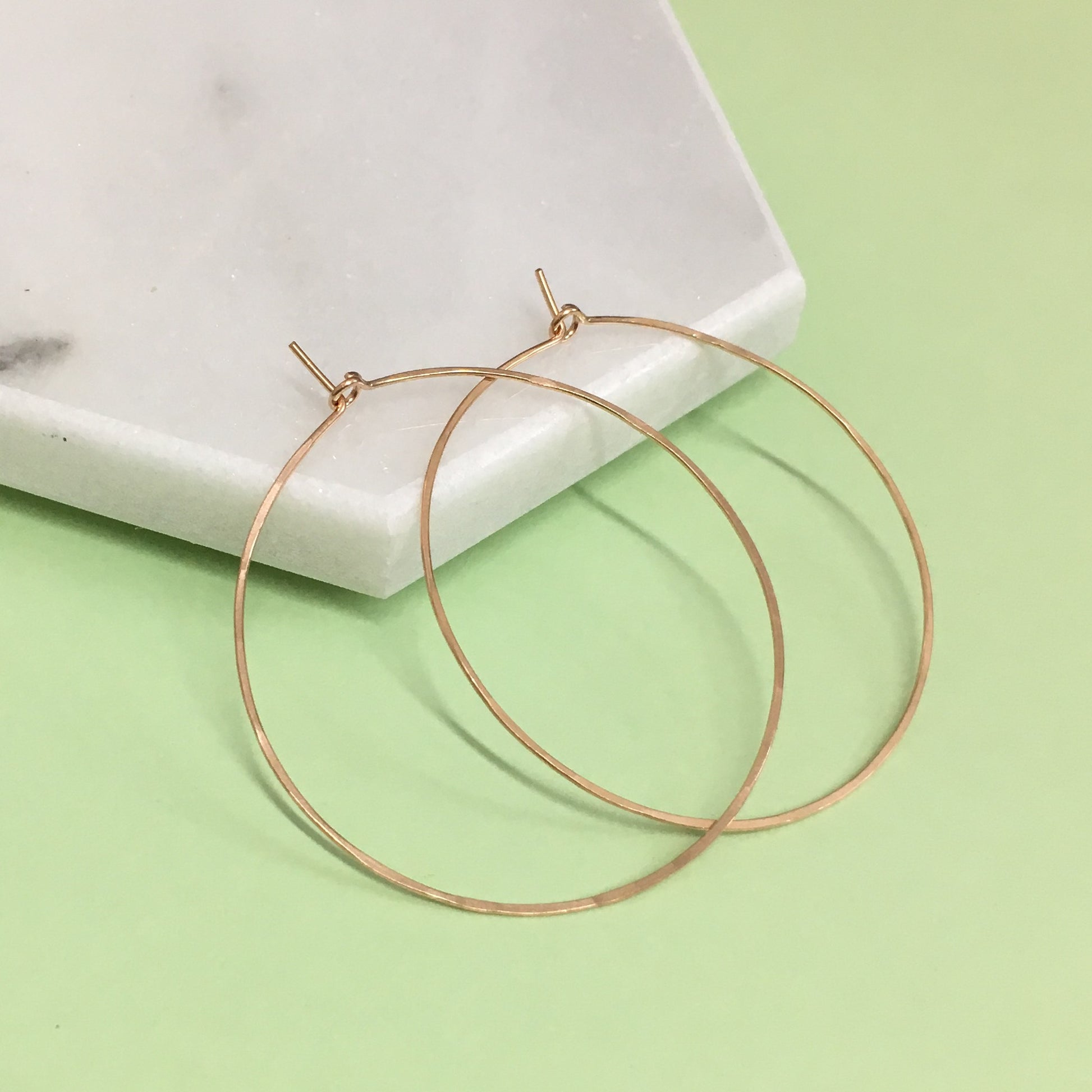 Handmade Rose Gold Hammered Circle Hoop Earrings