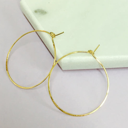Small Hammered Hoop Earrings - Silver, Gold, Rose Gold