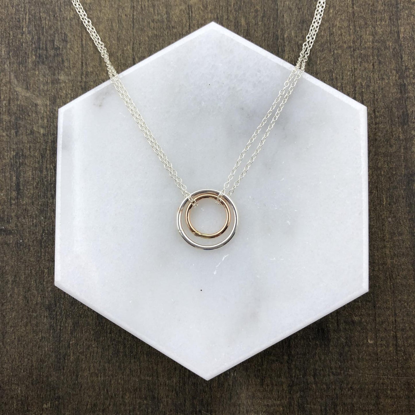 Double Circle Necklace - Silver, Gold, Rose Gold