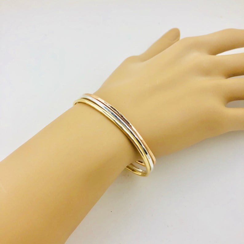 Hammered Cuff Bracelet - Silver, Gold, Rose Gold